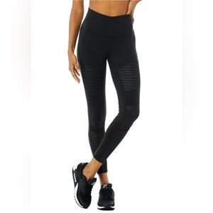 ALO Yoga Black Textured Moto Leggings